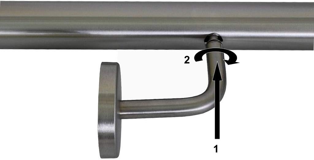 TIBU Handlauf Geländer Edelstahl Ø 42,4 mm - Länge 80 cm - Ende Bogen zur Wand und gewinkelte Halter