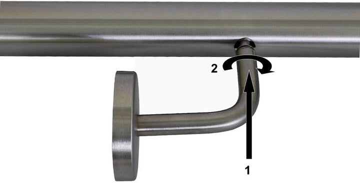 TIBU Handlauf Geländer Edelstahl Ø 42,4 mm - Länge 80 cm - Ende Bogen zur Wand und gewinkelte Halter