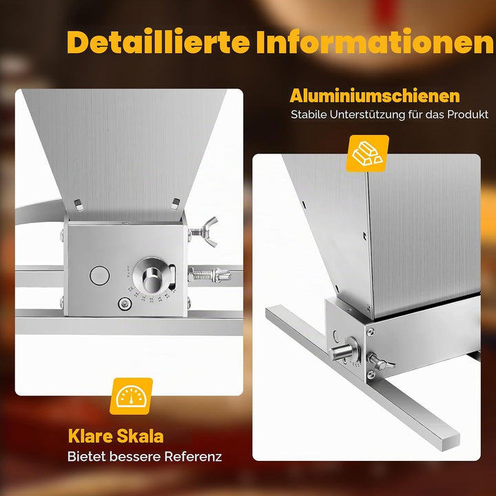 Manuell Malzmühle, Getreidemühle Kit Edelstahl Schrotmühle Maismühle Futtermühle Grainmühle Handmühl