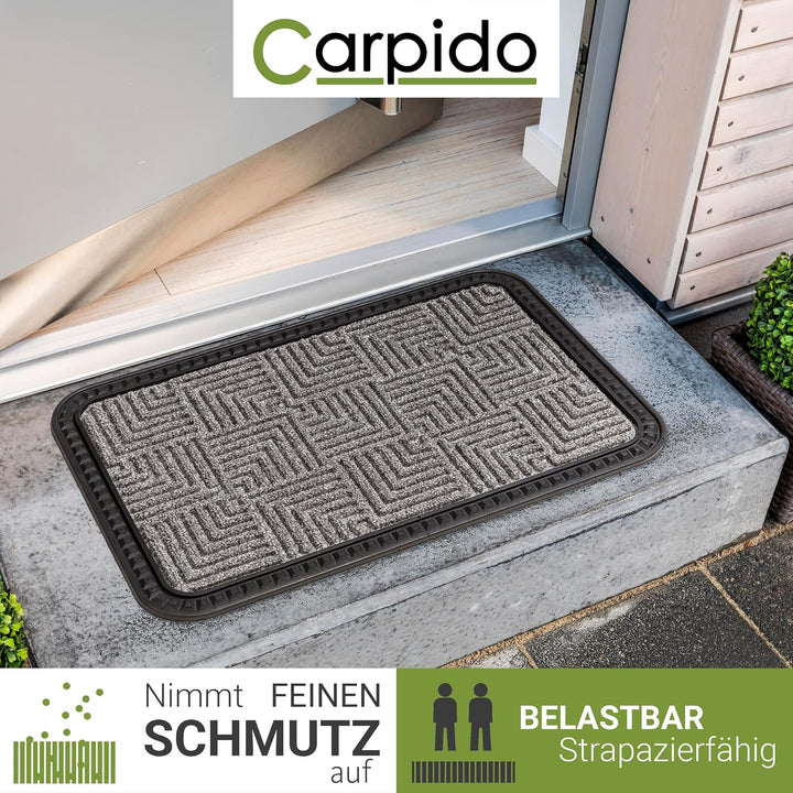 Rutschfeste Fussmatte Aussen &amp; Innen - Silber Muster 3er Set 50 x 80 cm | Langlebige Sauberlauf Türm