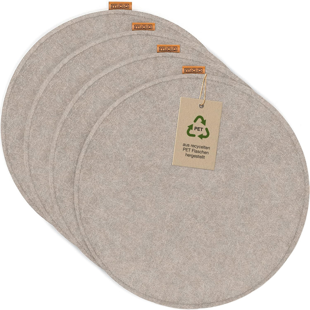 Miqio Design Filz Sitzkissen Rund mit Antirutschnoppen | 35cm | 4er-Set | Indoor und Outdoor | Nachh