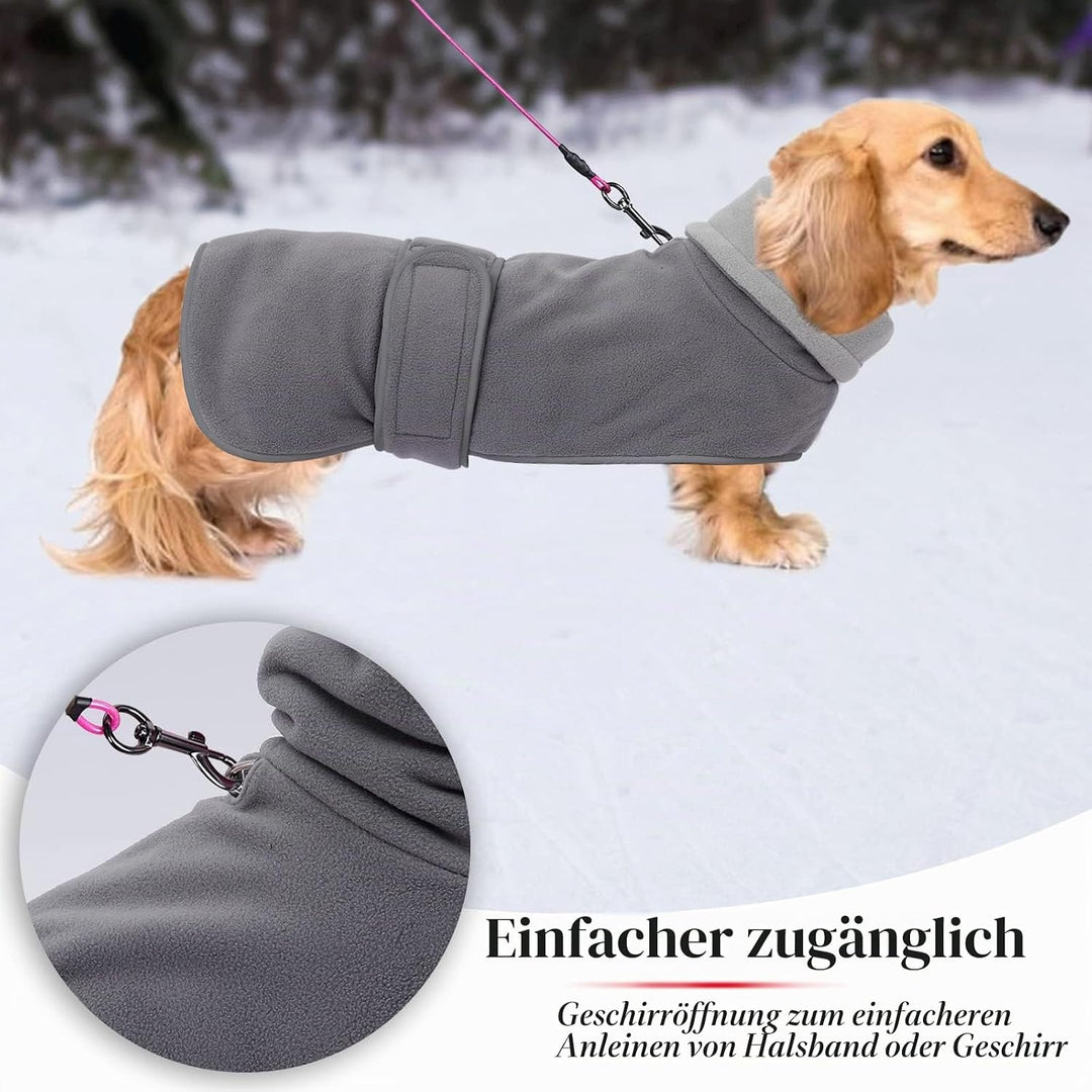 Geyecete -Gemütlich Polarfleece Winter hundemantel fur Dackel,Miniatur Dackel fleece hundepullover,H
