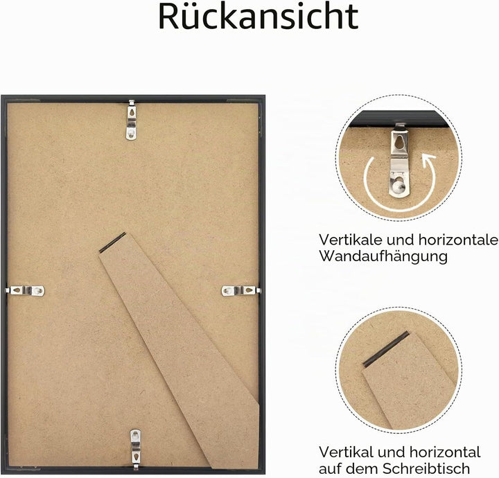 ATOBART A4-Fotorahmen, 2er-Pack-21x30cm schwarzer Bilderrahmen, Zertifikatsrahmen für Wandmontage od