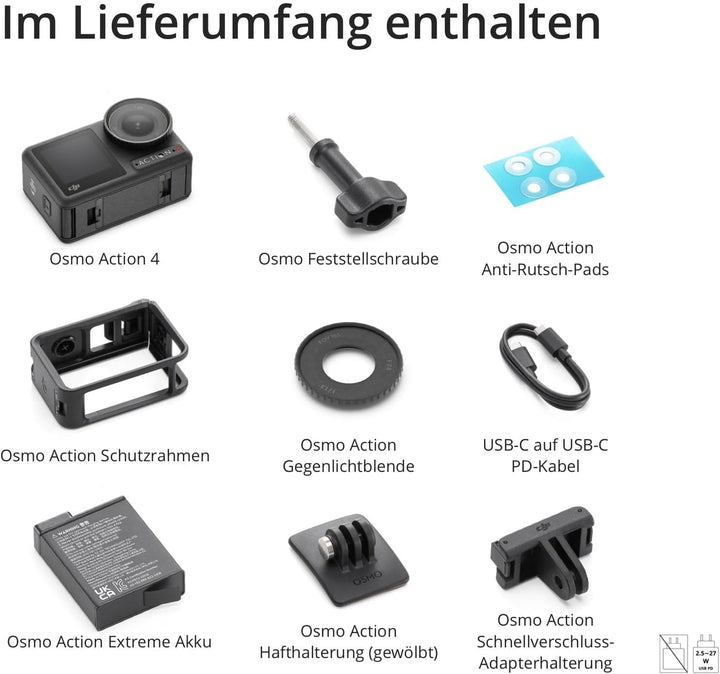 DJI Osmo Action 4 Standard-Combo – 4K/120fps wasserdichte Action-Kamera mit einem 1/1,3-Zoll-Sensor,