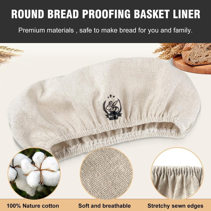 Walfos® Gärkorb zum Brotbacken 2er- Set, Gärkörbchen-Set (Runde 23cm+Oval 25cm), 100% Natürlichem Ra