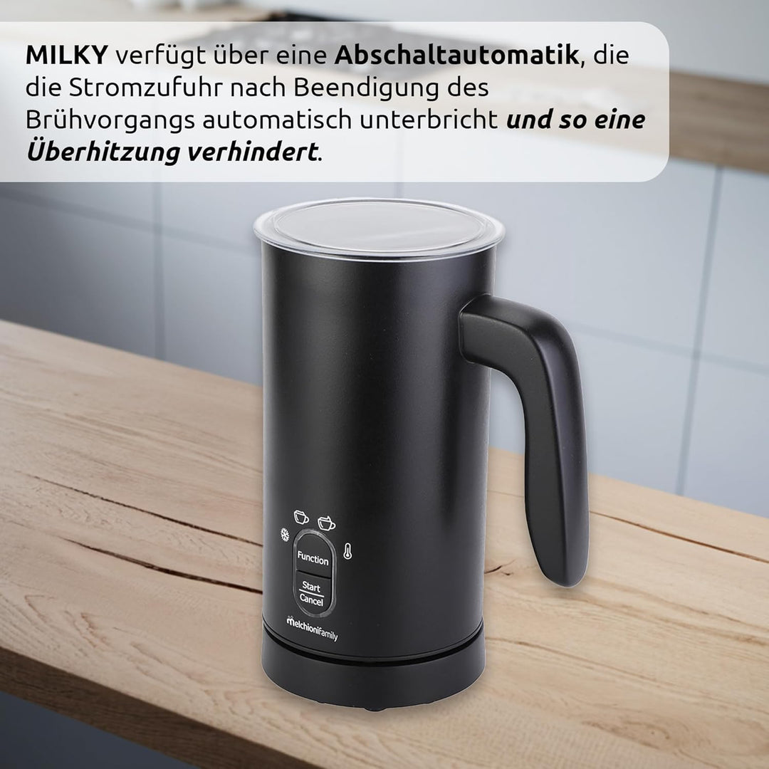 Melchioni Family Milky, elektrischer Milchaufschäumer, Fassungsvermögen 300 ml, 4 in 1, automatische