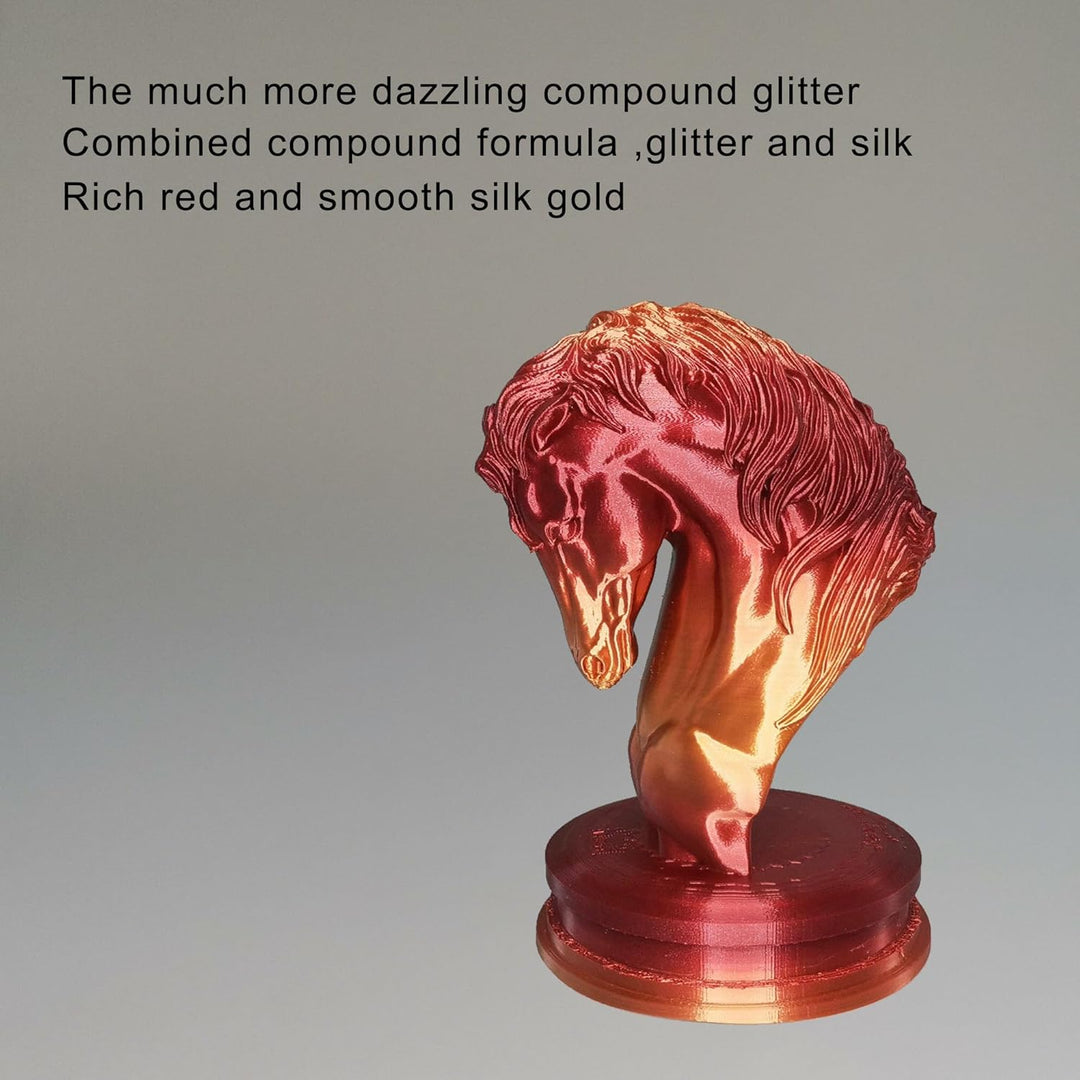 Stronghero3D PLA-3D-Drucker-Filament, 1,75 mm, Rot (Golden Fire)-Seide-Gold und Galaxie-Rot, erschei