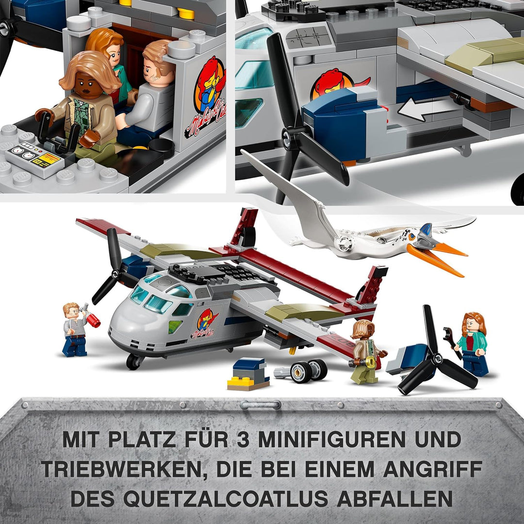 LEGO 76947 Jurassic World Quetzalcoatlus: Flugzeug-Überfall, Dinosaurier Spielzeug mit Figuren, Gesc