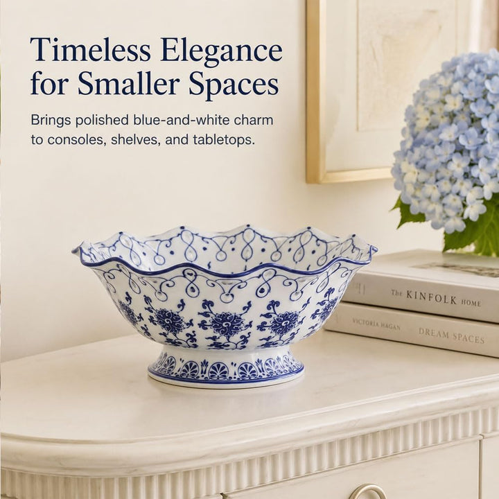 Chinoiserie Obstschale, Keramik, dekorativ, Blau und Weiss 9.4 Inch, 9.4 Inch