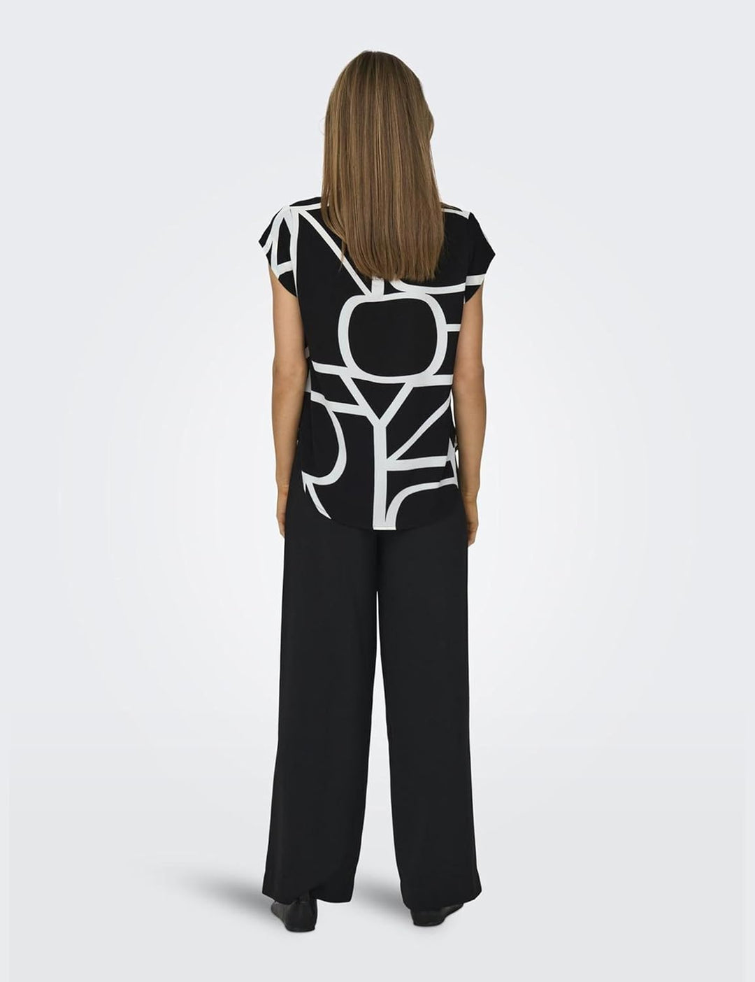 ONLY Vic Short Sleeve Top 34 Black/Aop:maritime Great Logo, 34 Black/Aop:maritime Great Logo