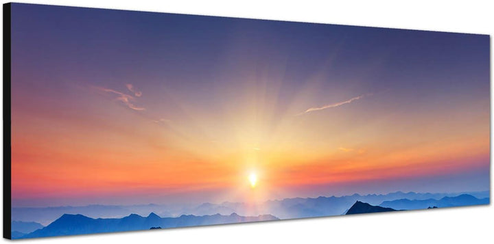 Paul Sinus Art Panoramabild auf Leinwand und Keilrahmen 150x50cm Ukraine Blumenwiese Sommer Abendson