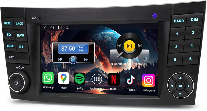 Erisin 7" Qualcomm 8-Kern 4GB+64GB Android 14 Autoradio Bluetooth 5.1 für Mercedes Benz E‑Klasse W21