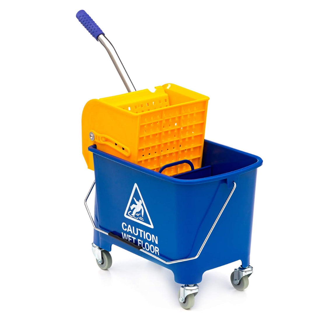 Wisch-Star Reinigungswagen mit Presse, 40x27x35cm mit 19 Liter Putzeimer mit Auswringer, Profi Putzw