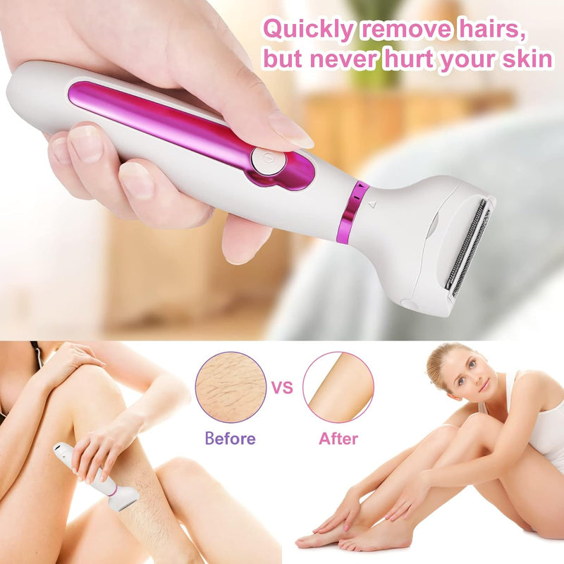 Elektrischer Rasierer für Damen Nass & Trockenrasur,4in1 Damenrasierer Ladyshaver Elektrorasierer, A