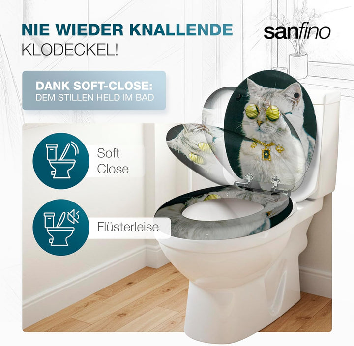 Premium WC Sitz mit Absenkautomatik – hochwertige Toilettendeckel aus Holz, viele bunte Motive, hohe