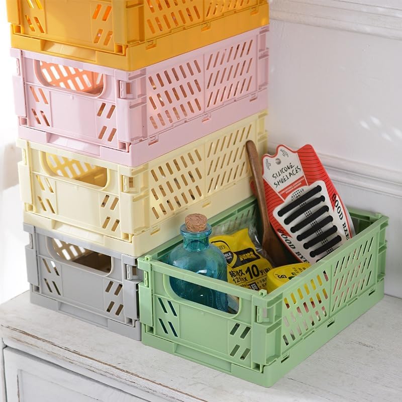 4 Stück Klappbox Grau 25×16×10cm,Klappkiste Körbe Aufbewahrung Zusammenklappbarer Tragbar Aufbewahru