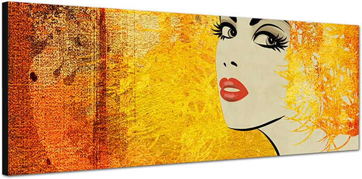 Paul Sinus Art Panoramabild auf Leinwand und Keilrahmen 150x50cm Kunstgemälde Frau Mädchen Gesicht P