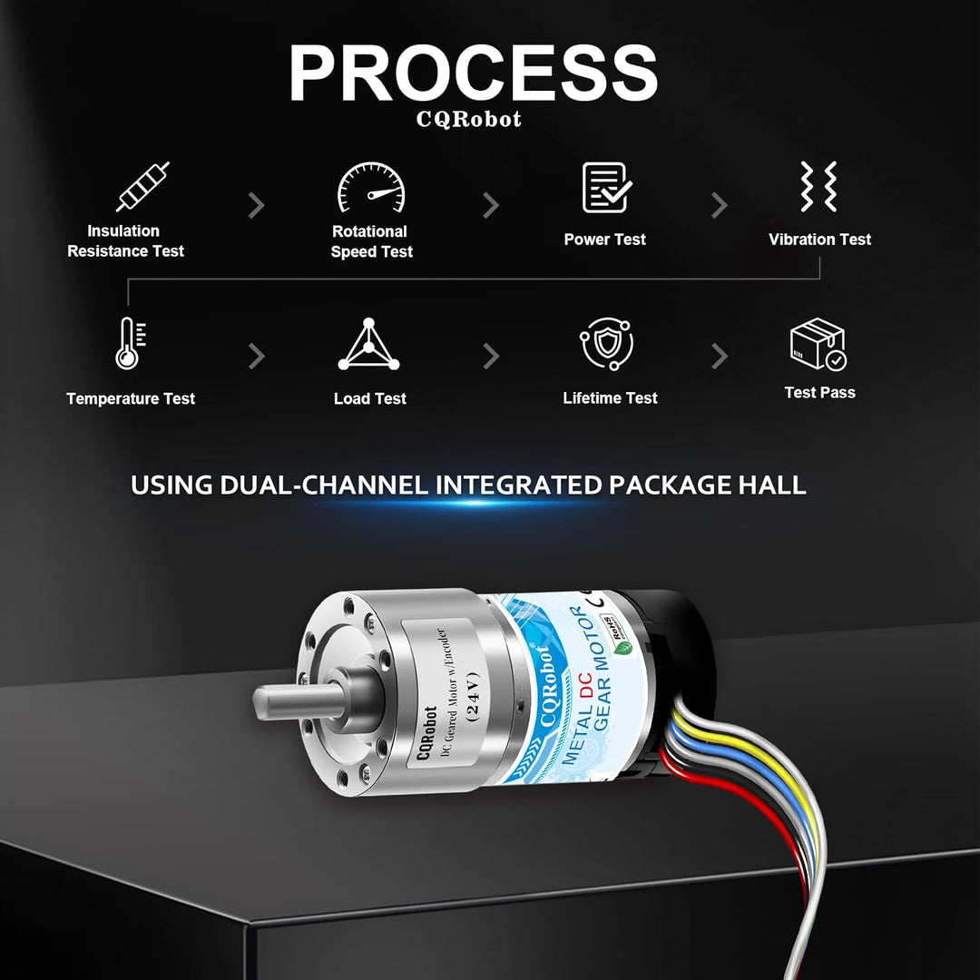 10:1 Metal DC Geared-Down Motor 37Dx65L mm 24V, with 64 CPR Encoder and Mounting Bracket. 24V-14W-10