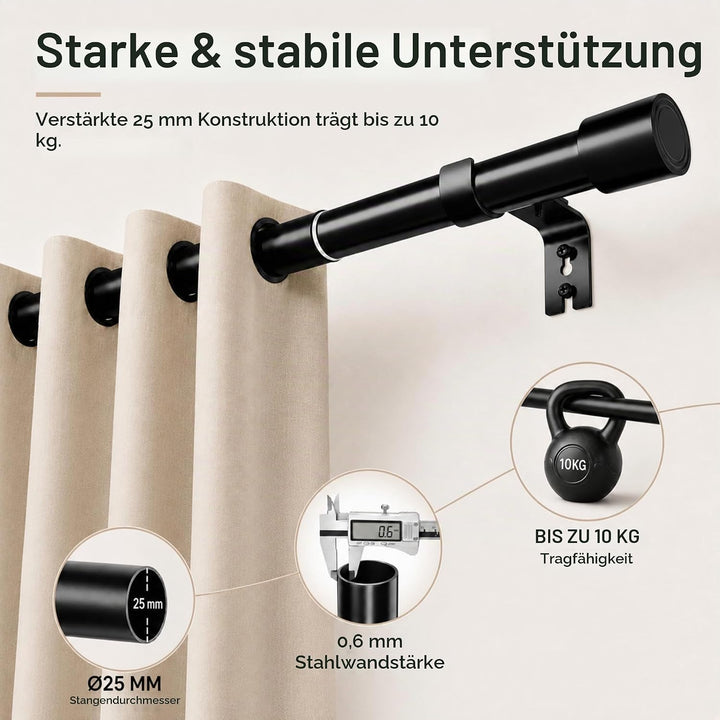 Vorhangstange Ausziehbar Gardinenstange 3m Curtain Rod aus Edelstahl Verstellbare Gardinen Stangen S
