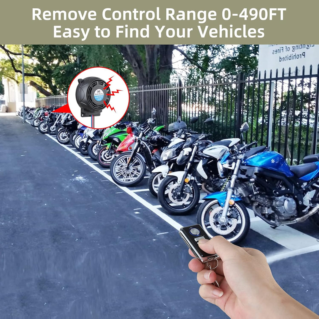 Rupse Motorrad Alarmanlage, Alarm mit 2 Fernbedienung Wasserdicht Diebstahlsicherung Einstellbare Em