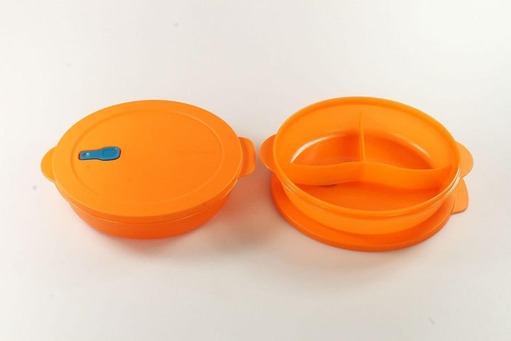 TUPPERWARE Mikrowelle CrystalWave 1,9 L mit Abtrennung orange Micro Wave (2)