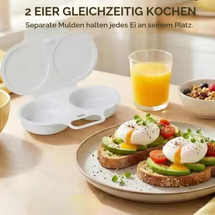 2 Stück Microwave Egg Poacher With Lid &amp; Handle, Mikrowellen-Eierkocher für 2 Eier, Antihaft Eipochi
