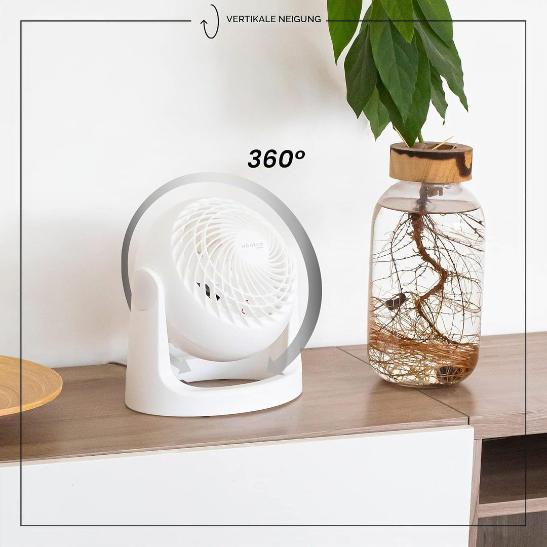 Iris Ohyama Woozoo, Leiser, leistungsstarker & tragbarer Tischventilator, 13m², Reichweite 12m, Vert