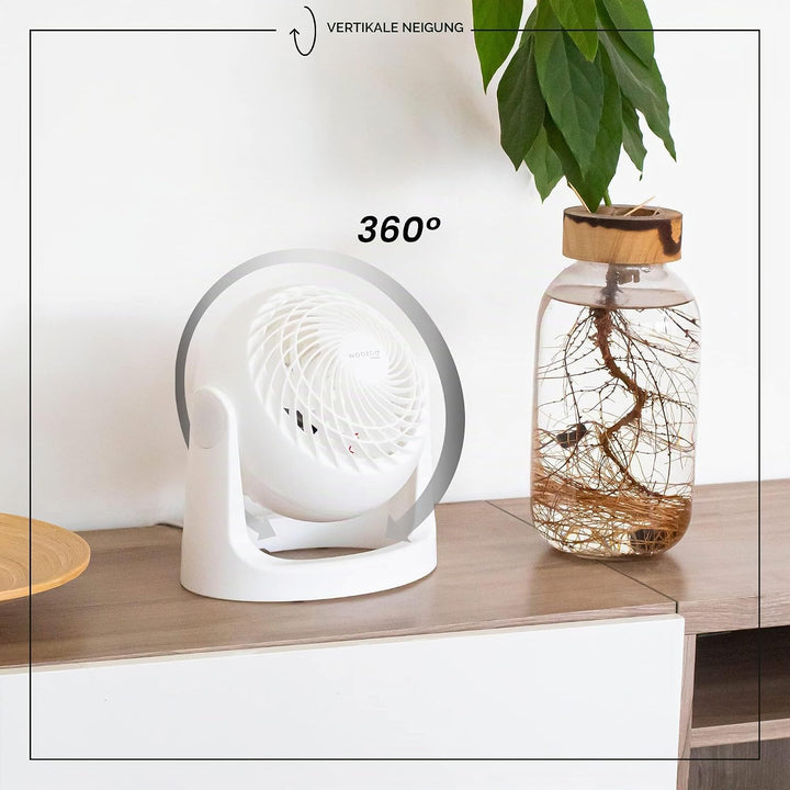 Iris Ohyama Woozoo, Leiser, leistungsstarker & tragbarer Tischventilator, 13m², Reichweite 12m, Vert