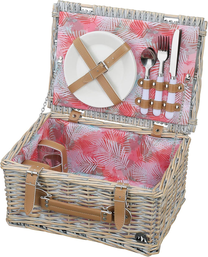 CILIO Picknick-Korb TORINO, grau, aus geflochtener Weide, ideal für stilvolle Outdoor-Erlebnisse, au
