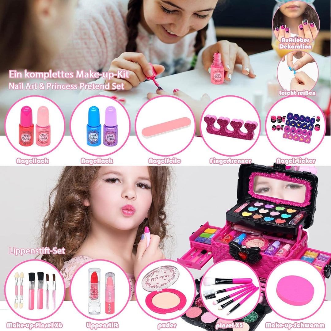 Kinderschminke Set Mädchen Kinder Make Up Set - 57PCS Kinder Schminkkoffer Mädchen Spielzeug,Kinder