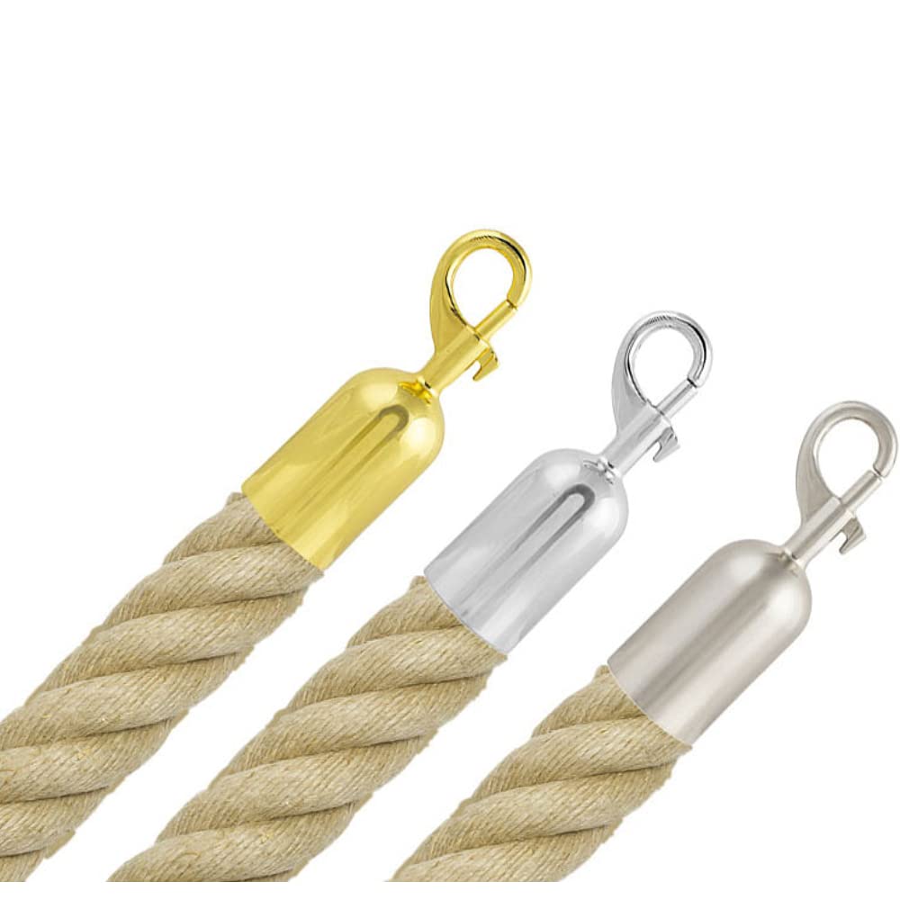 Absperrseil Hanf mit Schnappenden (Ø25 mm) (1.0 m, Brass) 1.0 m Brass, 1.0 m Brass