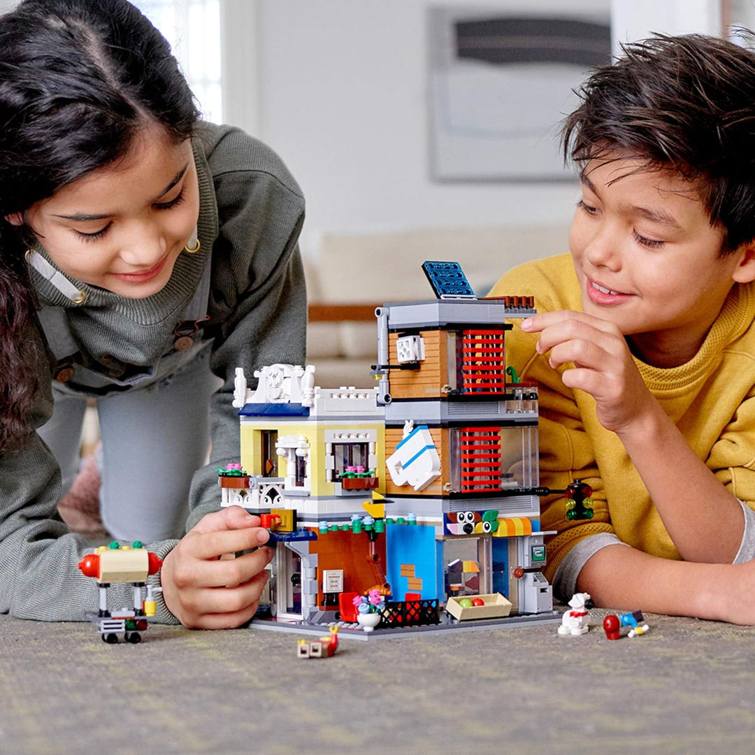 LEGO Creator 3 in 1 Townhouse Pet Shop &amp; Café 31097 Toy Store Building Set with Bank, Town Playset w