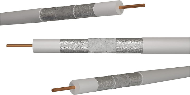 EMOS Antennenkabel 100m weiss, Koaxialkabel CLASS A für SAT, TV und CCTV, Typ CB115, dreifach geschi