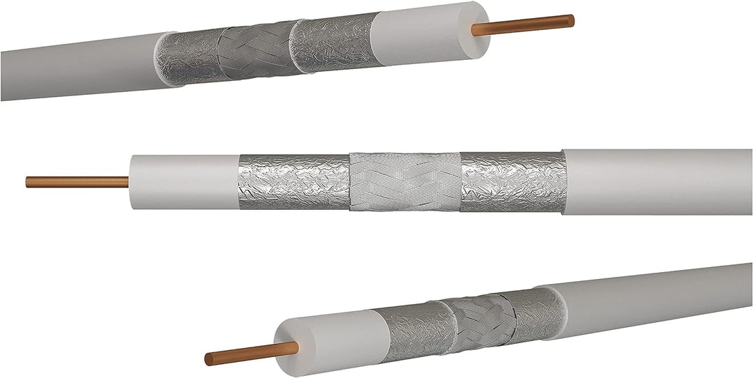EMOS Antennenkabel 100m weiss, Koaxialkabel CLASS A für SAT, TV und CCTV, Typ CB115, dreifach geschi