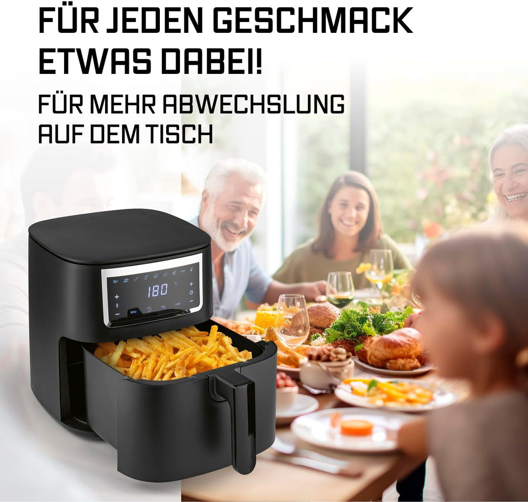 GOURMETmaxx Heissluftfritteuse 6,5 L Airfryer | Fritteuse mit Touchscreen, 9 Funktionen, 11 Programm