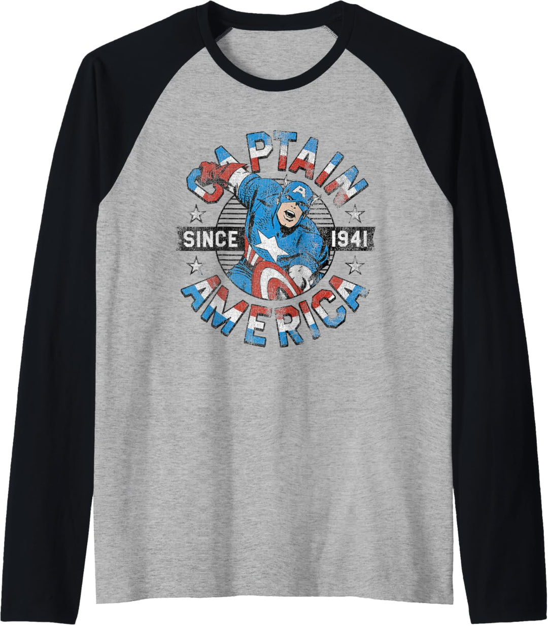 Marvel Avengers Vintage Captain America Comic Hero Since 41 Raglan