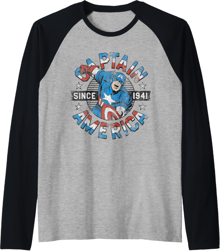Marvel Avengers Vintage Captain America Comic Hero Since 41 Raglan