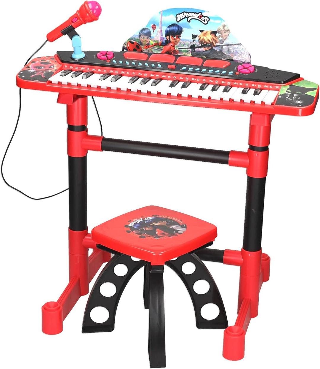 Reig 2686 Miraculous: Tales of Ladybug & Cat Noir Keyboard auf Ständer mit Stuhl