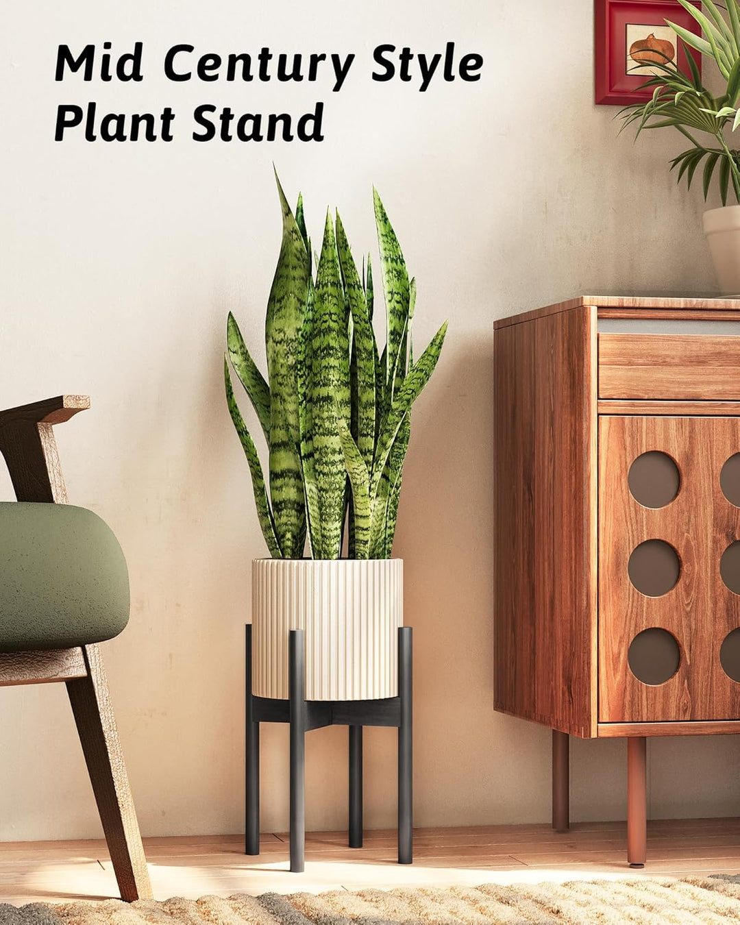 Bamworld Bambus Blumenhalter, Verstellbarer Topfständer Schwarz, Wetterfester Blumenhocker für Haus