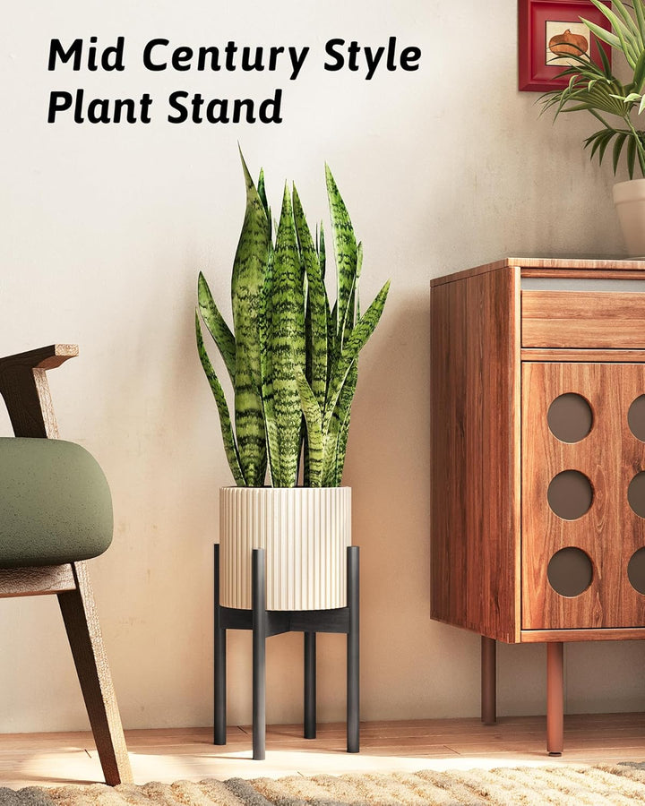 Bamworld Bambus Blumenhalter, Verstellbarer Topfständer Schwarz, Wetterfester Blumenhocker für Haus