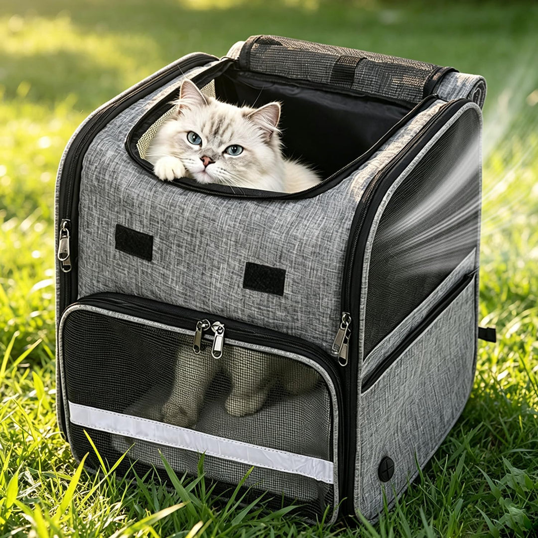Faltbare Katzenrucksack mit Fenster, Tragbare Hunde Rucksack bis 10kg, Multifunktionales Katzentasch