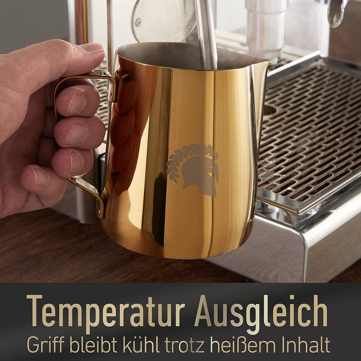Barista Legends® Milchkännchen Edelstahl 600ml - mit speziellem Latte Art Ausguss - Milchkanne für H
