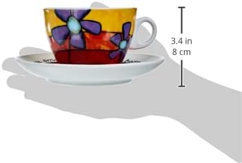 Egan PAF12/1S Cappuccino Tassen-Set, Porzellan, Rot/Hellblau, 2 Stück (1er Pack), 2
