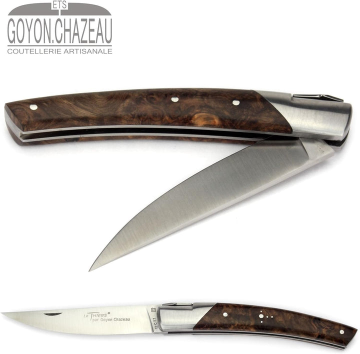 Goyon-Chazeau Le Thiers Taschenmesser - 12 cm Modell Le Pirou - Griffschalen Nussbaum Maserholz - Kl