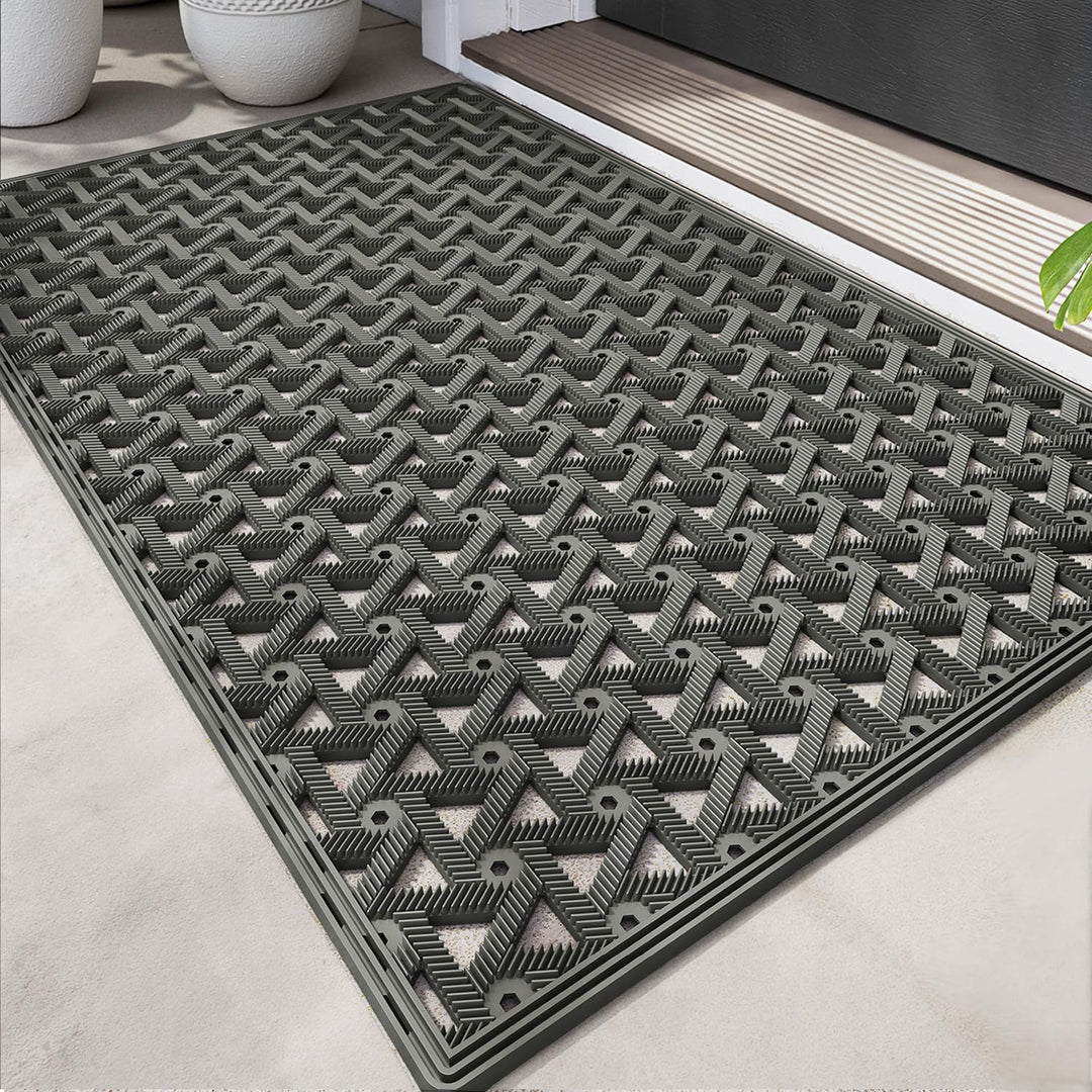 DEXI Fussmatte Aussen 61 x 91 cm, rutschfeste Schmutzfangmatte mit Drainagelöchern, Wasserdicht &amp; We