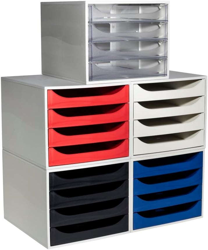 Exacompta 2286104D Ablagebox Office mit 4 Schubladen für DIN A4+ Dokumente. Ecobox mit hoher Kapazit