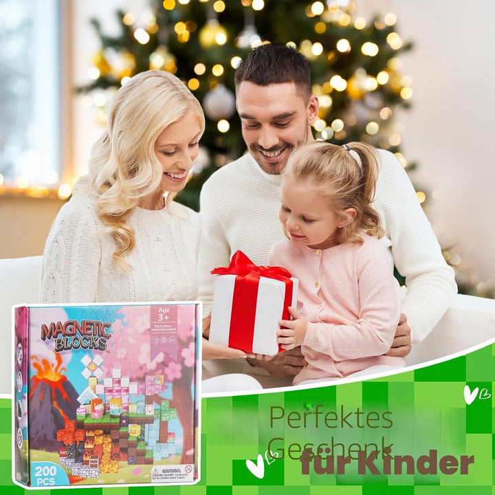 Magnetische Bausteine 200 Stück, Magnetspielzeug Kreatives STEM Magnetic Building Blocks Spielzeug G