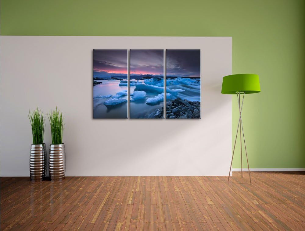 Pixxprint Extreme Eislandschaft als Leinwandbild/Grösse: 3 Teilig (120x80) cm/Wandbild/Kunstdruck/fe