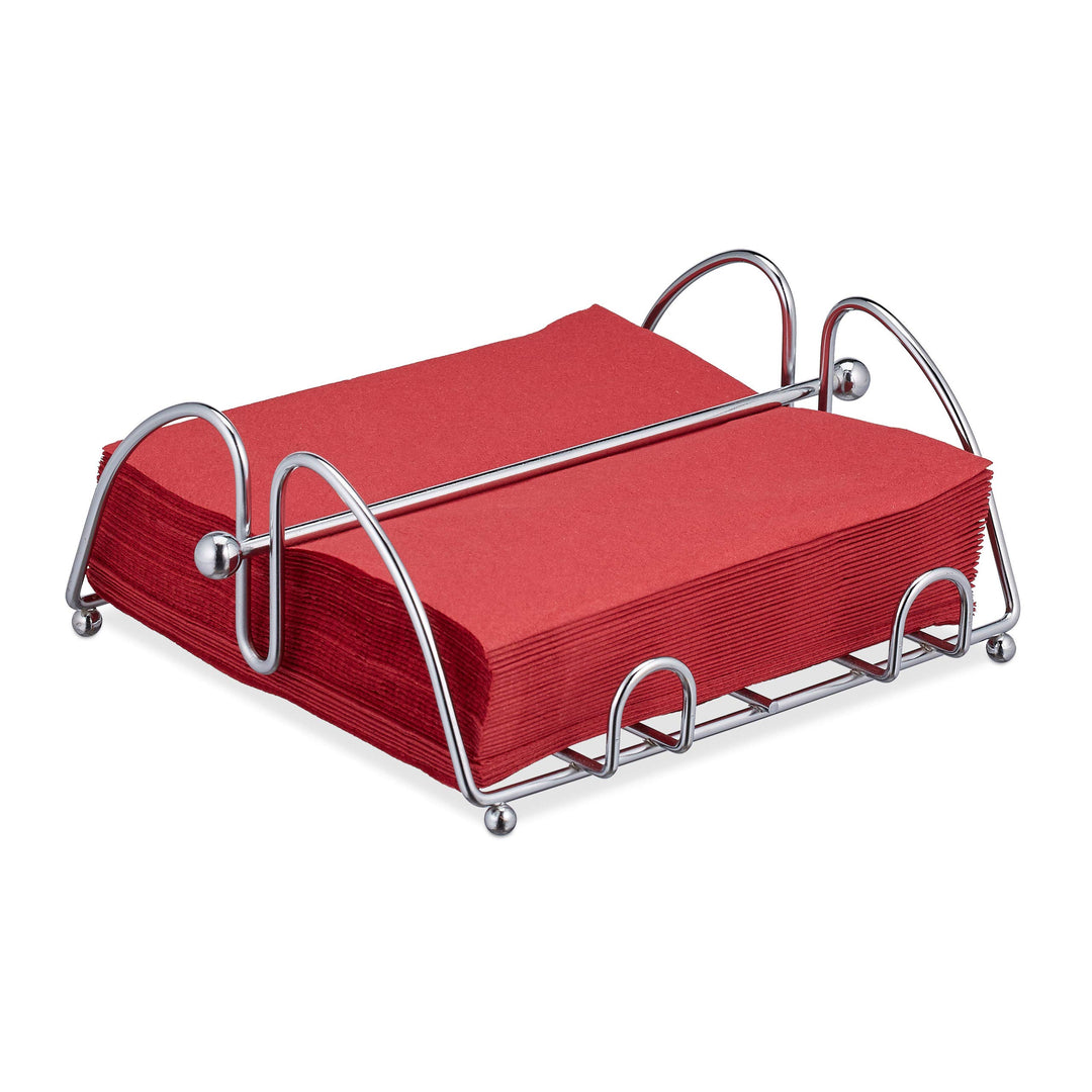 10 x Serviettenhalter, mit Beschwerer, für 33x33 cm Servietten, Edelstahl-Optik, Design Serviettenst