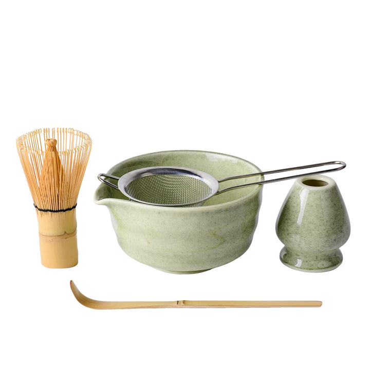 Matcha Set 5 Stück Japanische Teezeremonie Matcha Schale mit Giesser,Schneebesen Stand,Matcha Schauf